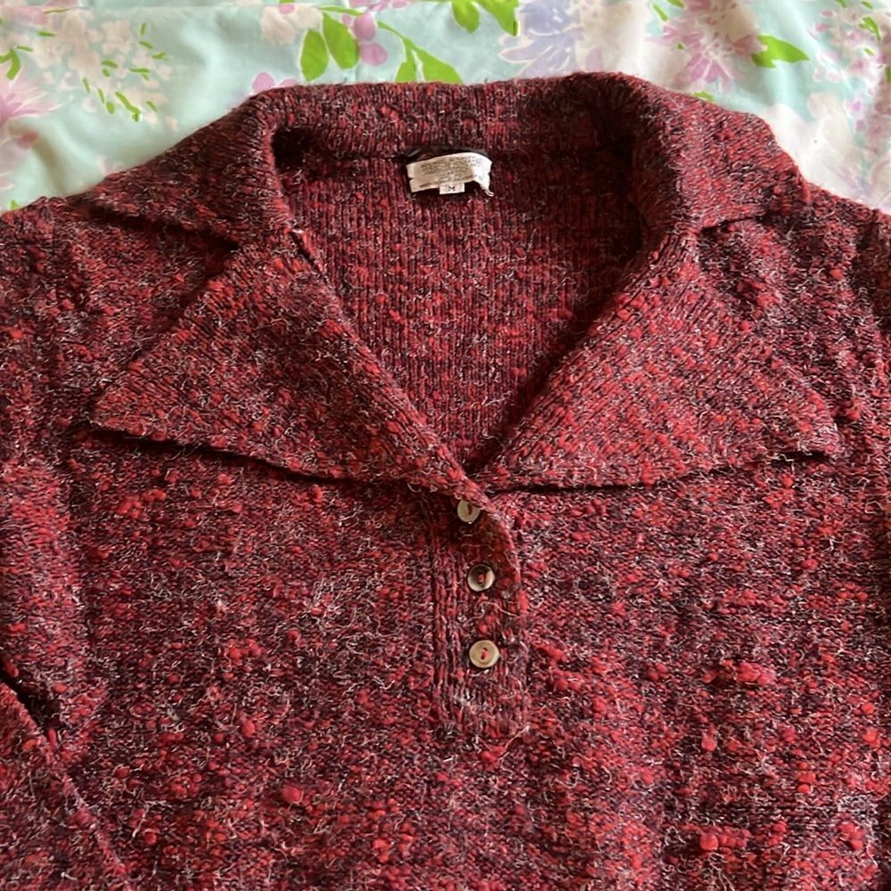 Vintage YSL Yves Saint Laurent Notched Collar Sweater - M - Picture 2 of 11